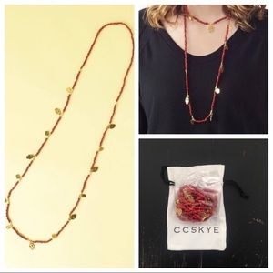 New in box CC Skye Coral Beaded Bali Necklace